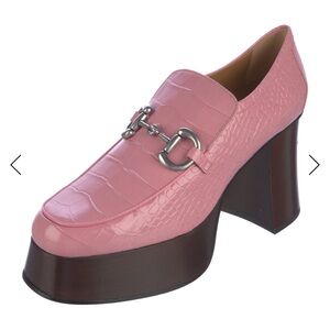 Gucci Pink Croc-Embossed Platform Shoes